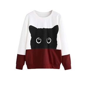 SHEIN Plus Cat Print Color Block Pullover sweatshirt size XL